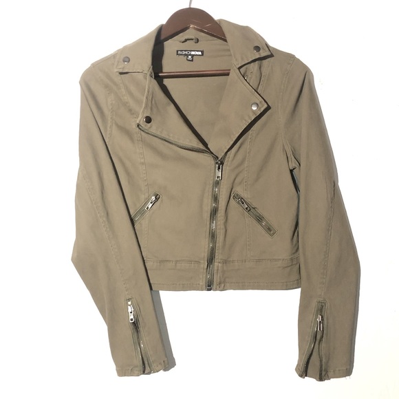Fashion Nova army green moto jacket size medium - Picture 2 of 5